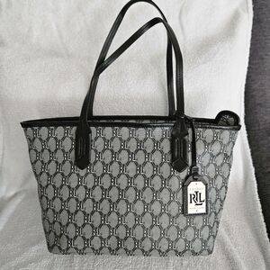 Ralph Lauren Signature Monogram Black and White Tote
